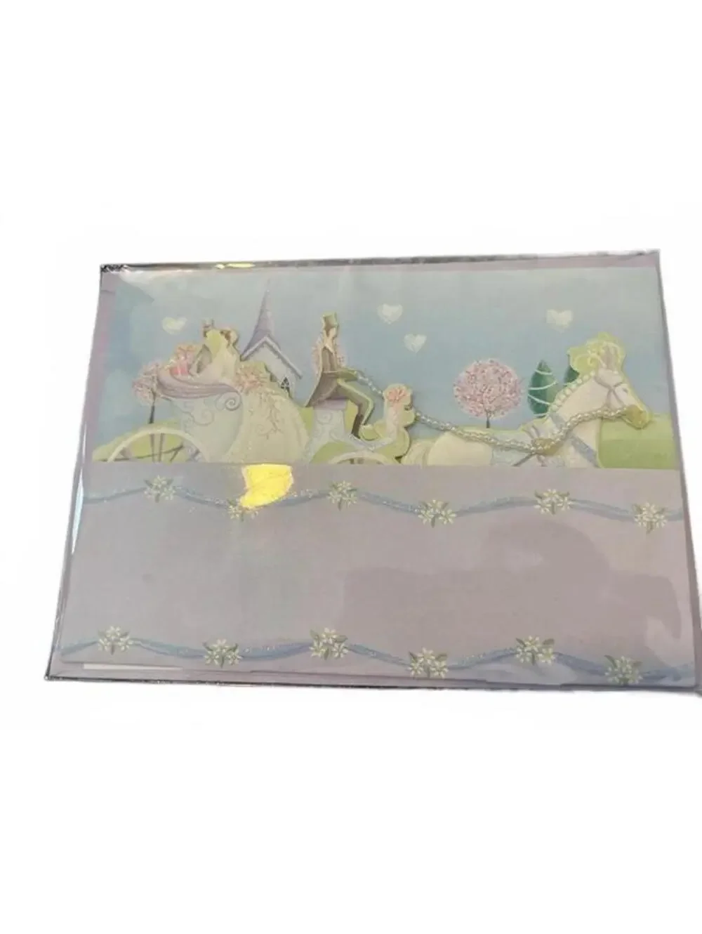 Wedding Greeting Cards Set of 4 with Glitter, Beading, and Ribbon - New